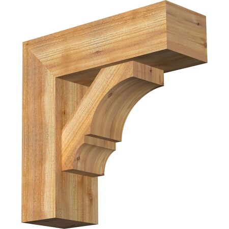 Ekena Millwork Balboa Block Rough Sawn Bracket w/ Offset Brace, Western Red Cedar, 8"W x 24"D x 24"H BKT0806X24X24BOA05RWR
